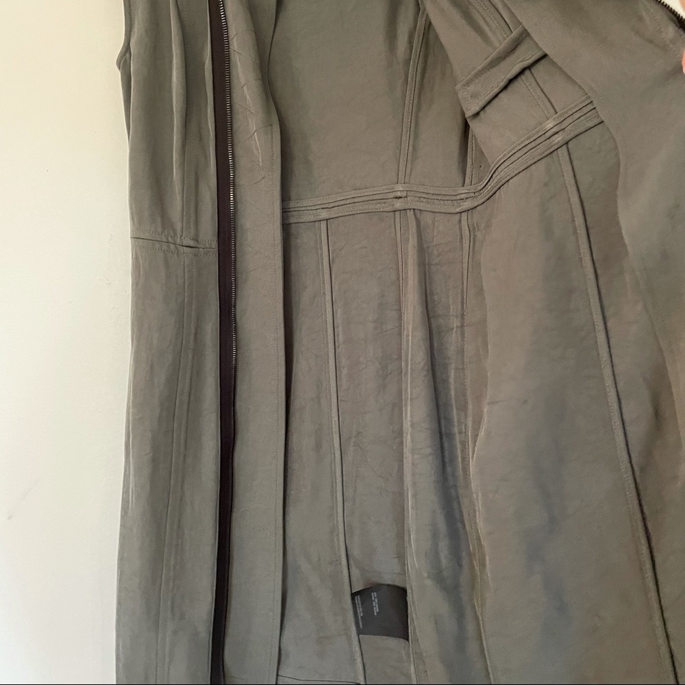 Alexander Wang Twill Olive Green Military Sheath Zipper Designer Dress 4 - Picture 7 of 11